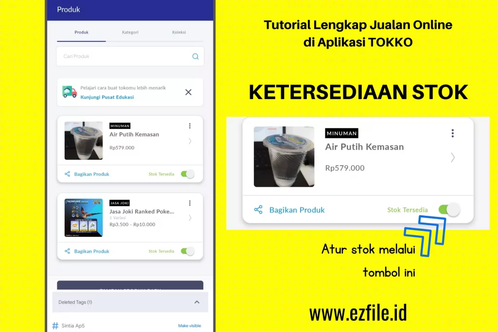 @ezfileid Tutorial Lengkap Jualan Online di Aplikasi TOKKO - Cara Mengatur Stok