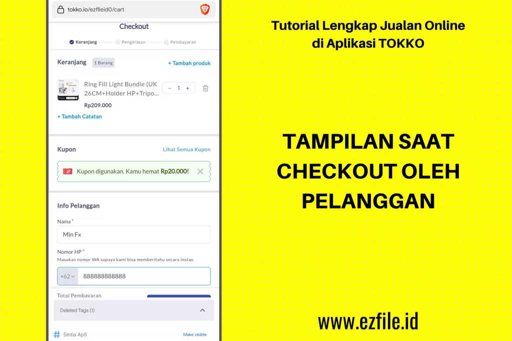 @ezfileid Tutorial Lengkap Jualan Online di Aplikasi TOKKO - Laman Checkout