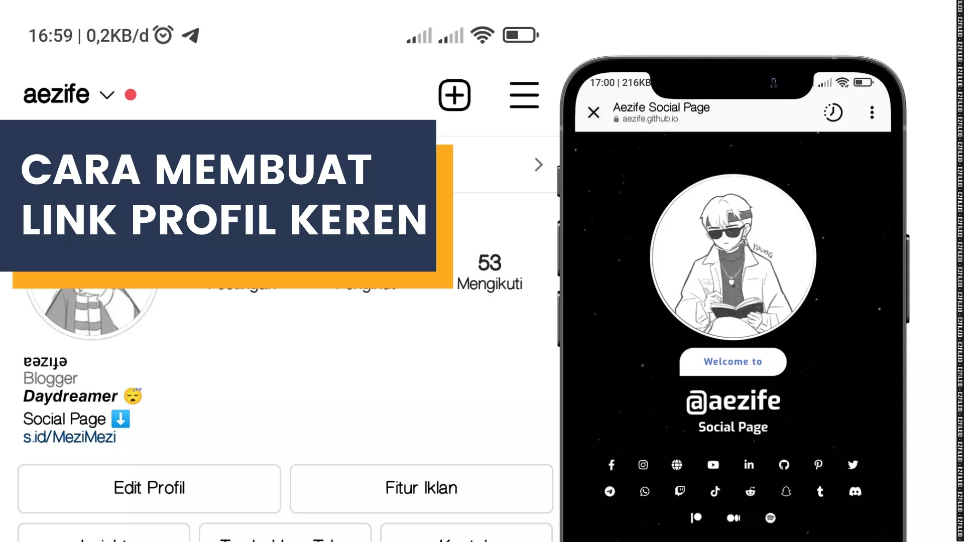 Cara Membuat Link Profil atau Social Page Secara Manual di GitHub @ezfileid