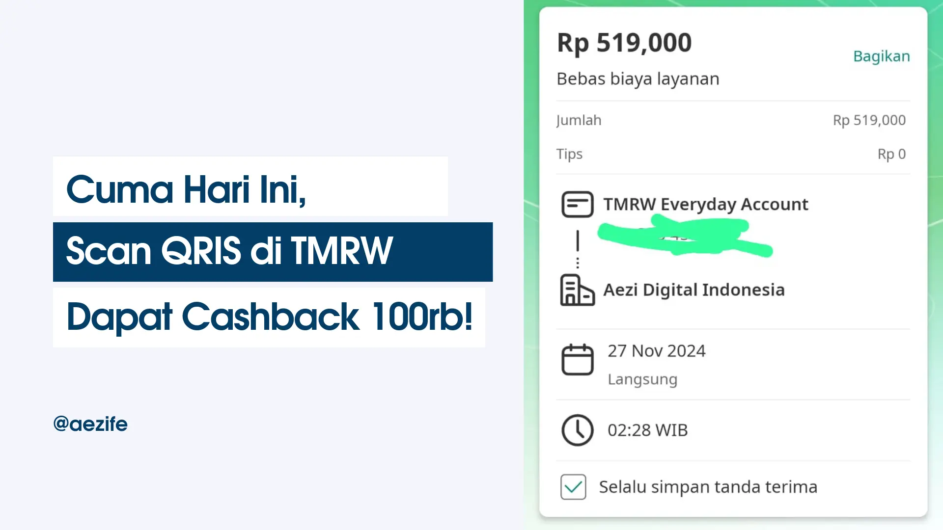 Cuma Hari Ini, Scan QRIS di TMRW Dapat Cashback Rp 100rb (cover)